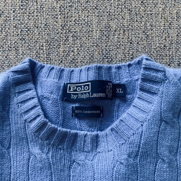 Ralph Lauren Cable-Knit Cashmere Sweater in baby blue SIZE XL - Picture 4 of 10